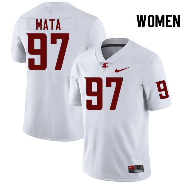 Women #97 Aden Mata Washington State Cougars College Football Jerseys Stitched-White